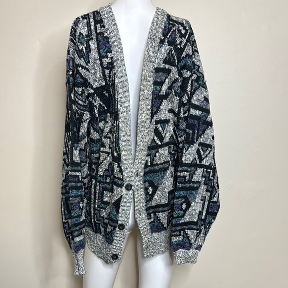Men’s artsy vintage cardigan 80s 90s funky cool size L - Picture 1 of 4